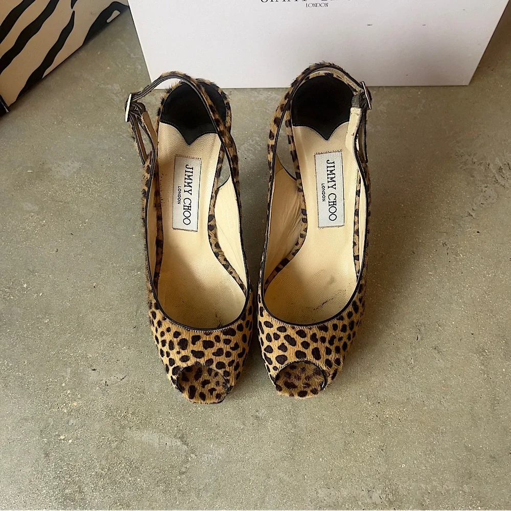 Jimmy Choo Peep Toe Sling Back Heels Size 36.5 - Picture 4 of 10